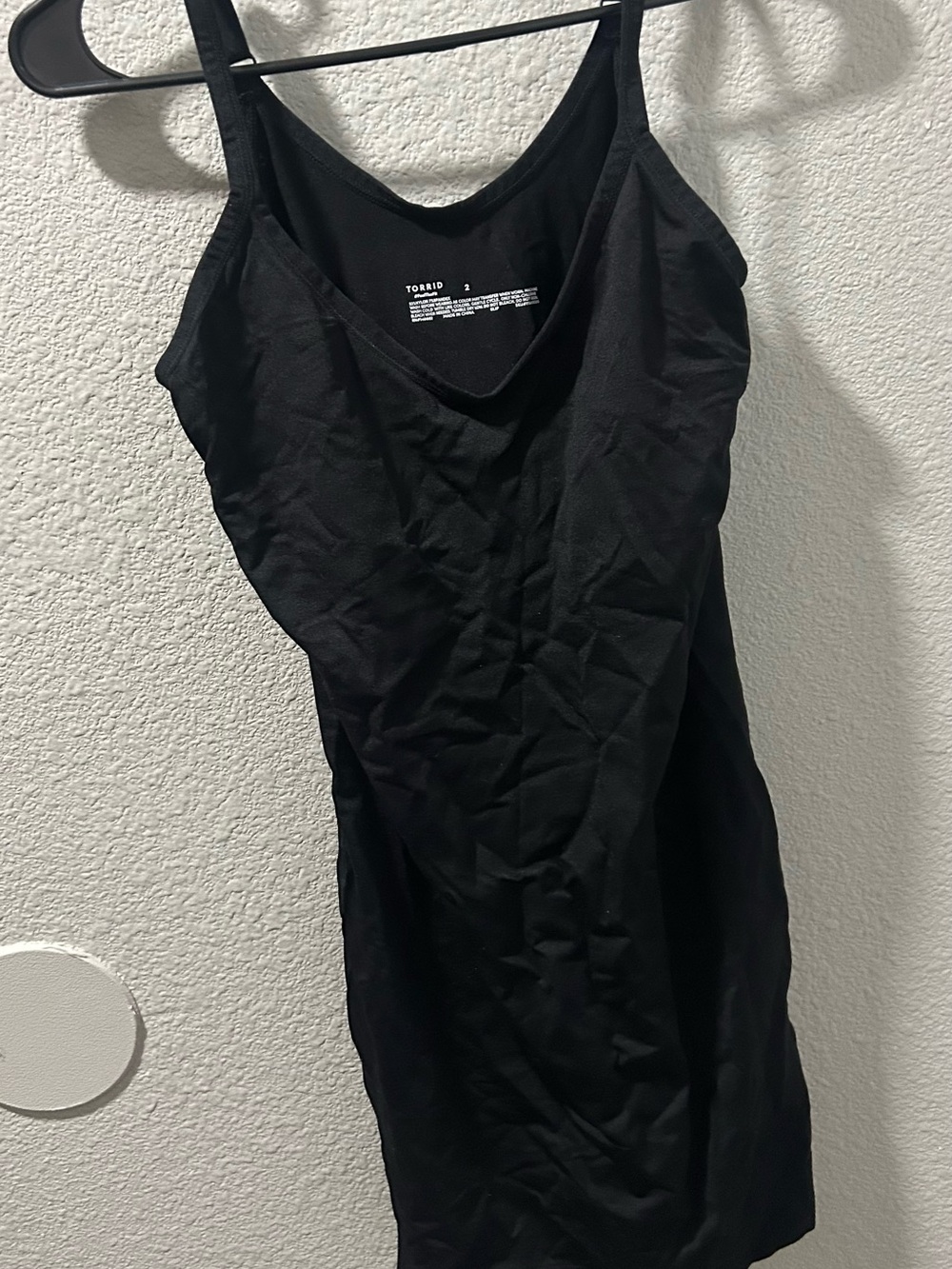Plus Size Black Mini Slip Dress with V-Neck